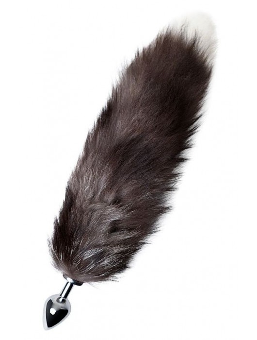 Серебристая металлическая анальная втулка с хвостом чернобурой лисы - размер S - ToyFa - купить с доставкой в Кургане