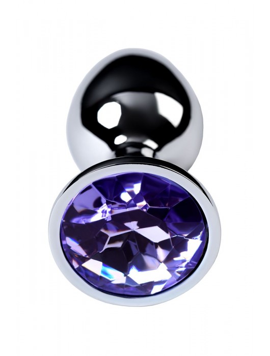 Серебристая конусовидная анальная пробка с фиолетовым кристаллом - 7 см. - ToyFa - купить с доставкой в Кургане