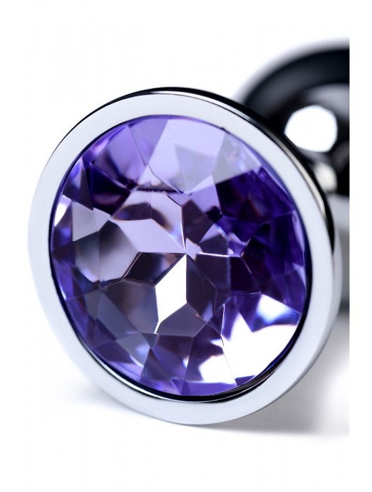 Серебристая конусовидная анальная пробка с фиолетовым кристаллом - 7 см. - ToyFa - купить с доставкой в Кургане