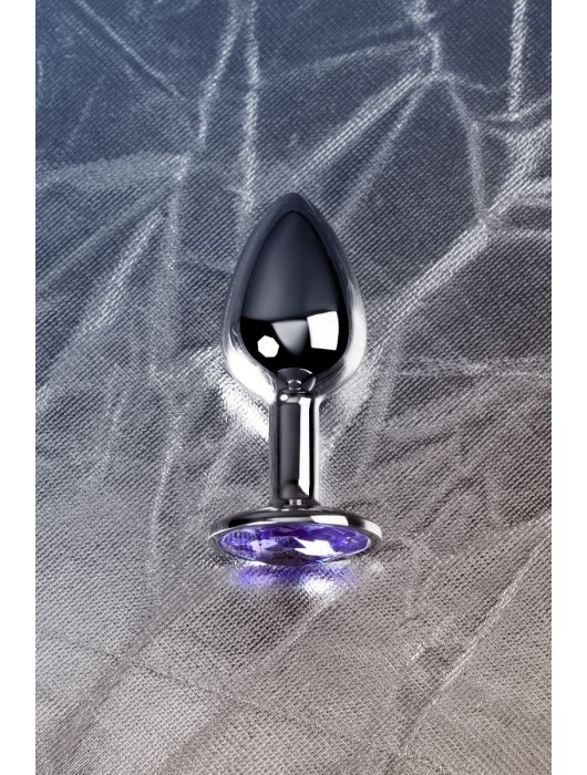 Серебристая конусовидная анальная пробка с фиолетовым кристаллом - 7 см. - ToyFa - купить с доставкой в Кургане