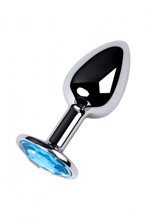 Серебристая конусовидная анальная пробка с голубым кристаллом - 7 см. - ToyFa - купить с доставкой в Кургане