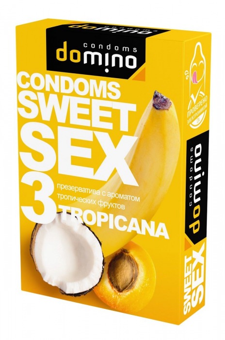 Презервативы для орального секса DOMINO Sweet Sex с ароматом тропических фруктов - 3 шт. - Domino - купить с доставкой в Кургане