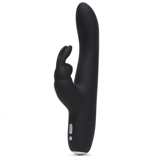 Черный вибратор с клиторальным отростком Greedy Girl Slimline Rabbit Vibrator - 22,8 см. - Fifty Shades of Grey