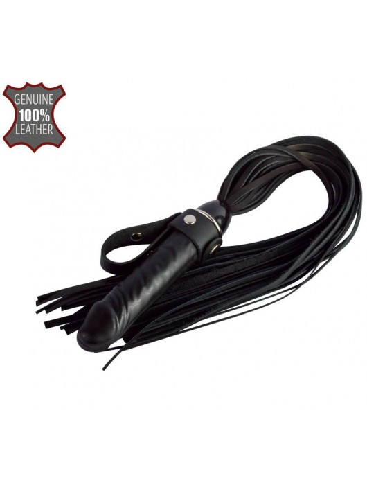 Черная плеть  Ковбой  с ручкой-фаллосом - 55 см. - Sitabella - купить с доставкой в Кургане
