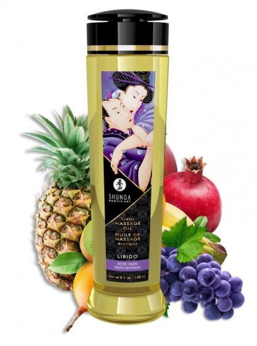Массажное масло Libido Exotic Fruits с ароматом экзотических фруктов - 240 мл. - Shunga - купить с доставкой в Кургане