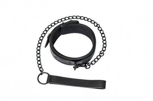 Черный ошейник с поводком Kinky - Lola Games - купить с доставкой в Кургане