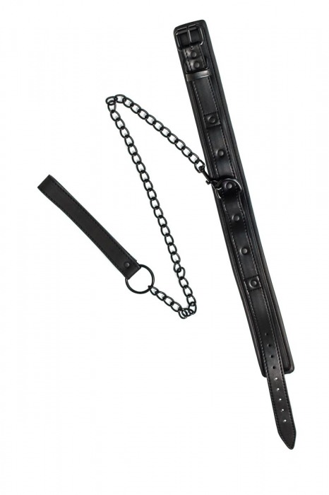 Черный ошейник с поводком Kinky - Lola Games - купить с доставкой в Кургане