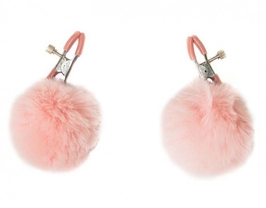 Зажимы на соски Angelic с розовыми меховыми шариками - Lola Games - купить с доставкой в Кургане