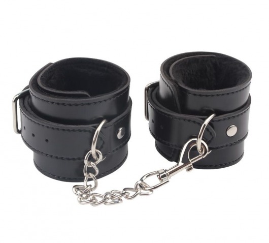 Черные оковы на ноги Obey Me Leather Ankle Cuffs - Chisa - купить с доставкой в Кургане