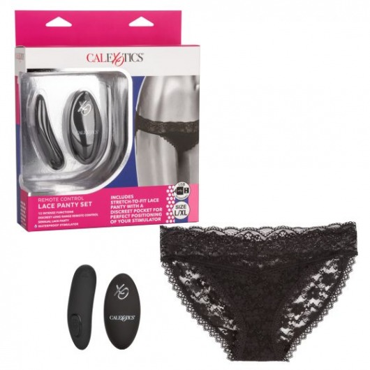 Черные кружевные трусики с вибромассажером Remote Control Panty Set L/XL - California Exotic Novelties