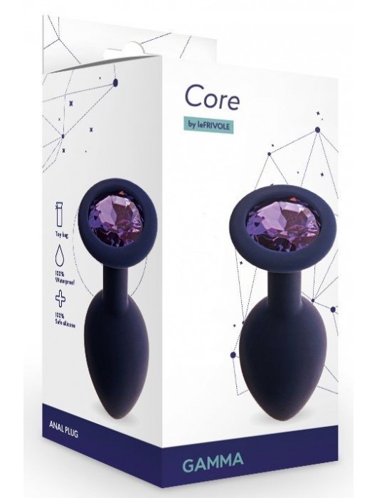 Черничная анальная пробка с фиолетовым кристаллом Gamma M - 8,1 см. - Le Frivole - купить с доставкой в Кургане