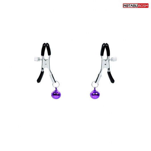 Оригинальные зажимы на соски с фиолетовыми шариками - Notabu - купить с доставкой в Кургане