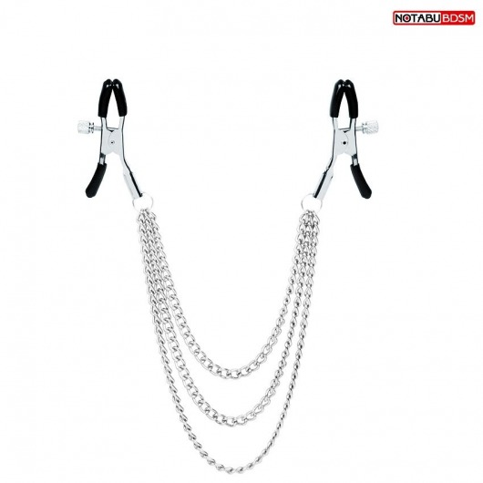 Оригинальные зажимы на соски с тройной цепочкой - Notabu - купить с доставкой в Кургане