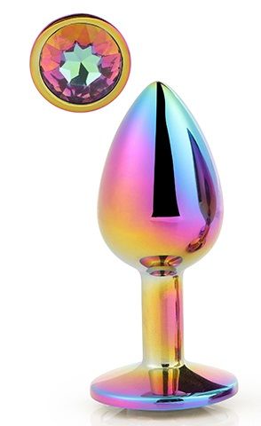 Голографическая анальная втулка с радужным кристаллом - 7,1 см. - Dream Toys - купить с доставкой в Кургане