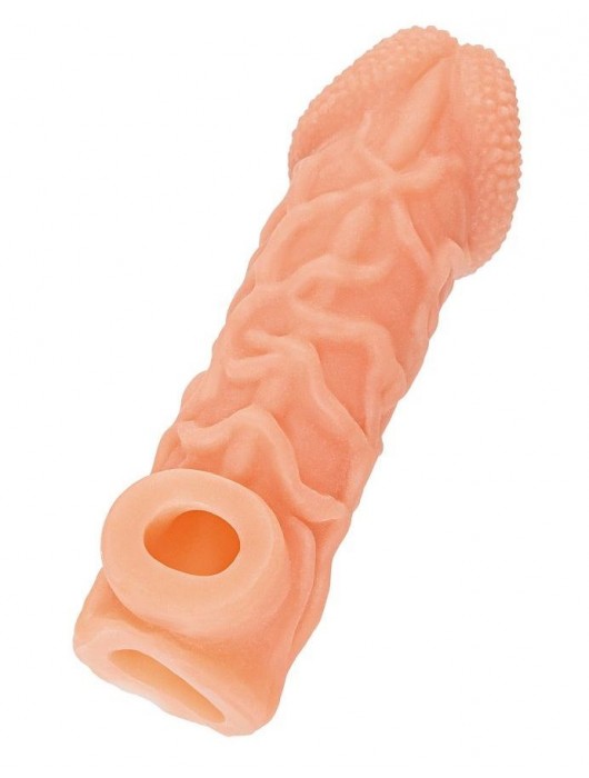 Телесная закрытая насадка с венками Cock Sleeve Size S - 13,8 см. - KOKOS - в Кургане купить с доставкой