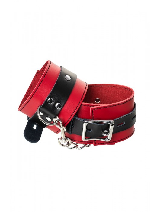 Красно-черные оковы на ноги из кожи - ToyFa - купить с доставкой в Кургане