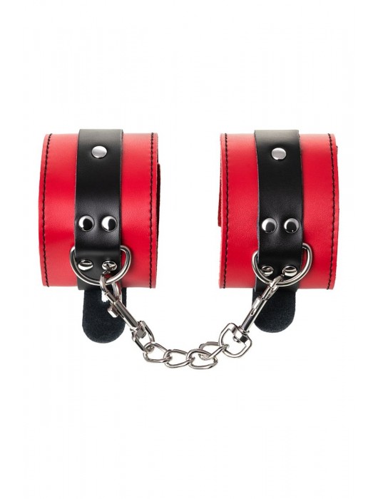 Красно-черные оковы на ноги из кожи - ToyFa - купить с доставкой в Кургане