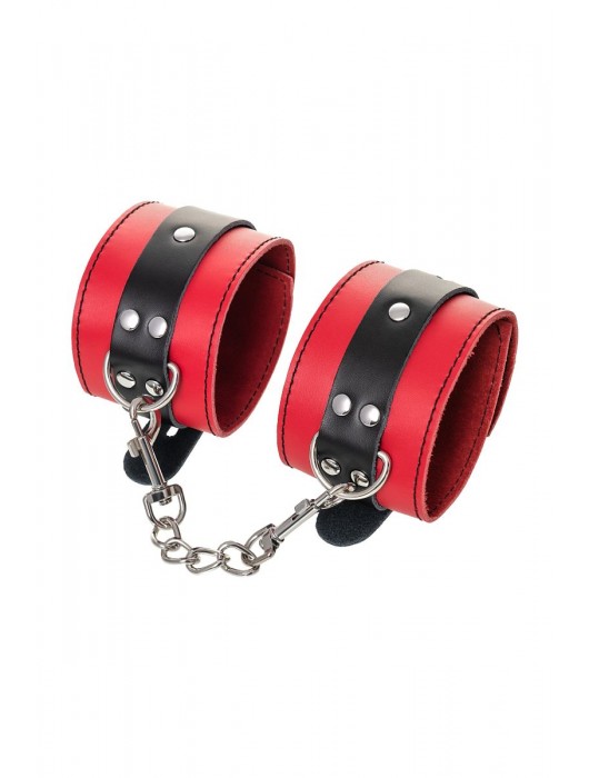 Красно-черные оковы на ноги из кожи - ToyFa - купить с доставкой в Кургане