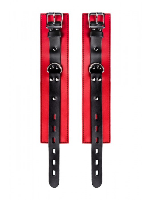 Красно-черные оковы на ноги из кожи - ToyFa - купить с доставкой в Кургане