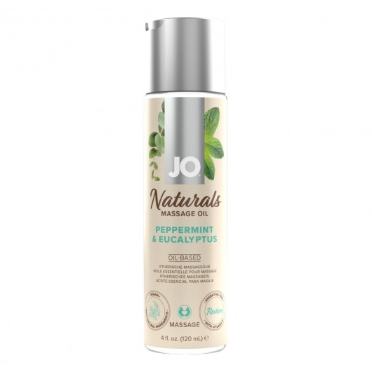 Массажное масло с ароматом перечной мяты и эвкалипта JO Naturals Peppermint   Eucalyptus - 120 мл. - System JO - купить с доставкой в Кургане