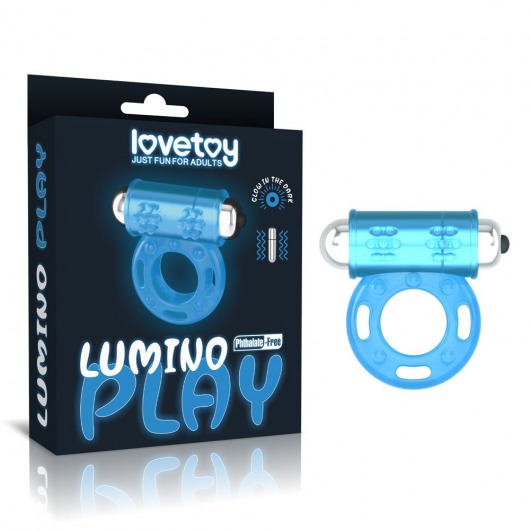 Голубое, светящееся в темноте эрекционное виброкольцо Lumino Play Vibrating Penis Ring - Lovetoy - в Кургане купить с доставкой