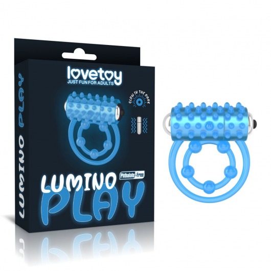 Голубое, светящееся в темноте виброкольцо Lumino Play Vibrating Penis Ring - Lovetoy - в Кургане купить с доставкой