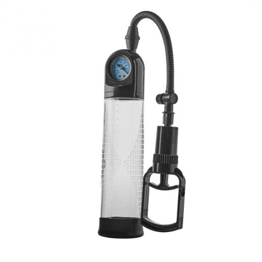 Прозрачная вакуумная помпа с манометром Deluxe Penis Pump - Dream Toys - в Кургане купить с доставкой