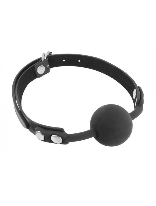 Черный силиконовый кляп-шарик на ремешках - Fetish Tentation - купить с доставкой в Кургане