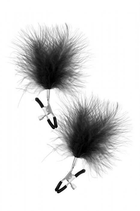 Зажимы на соски с черными пуховыми кисточками Sweet Caress Feather Nipple Clumps - Sweet Caress - купить с доставкой в Кургане