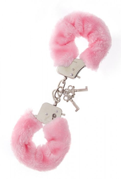 Металлические наручники с розовой меховой опушкой METAL HANDCUFF WITH PLUSH PINK - Dream Toys - купить с доставкой в Кургане