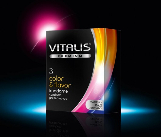 Цветные ароматизированные презервативы VITALIS PREMIUM color   flavor - 3 шт. - Vitalis - купить с доставкой в Кургане