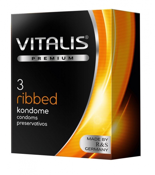Ребристые презервативы VITALIS PREMIUM ribbed - 3 шт. - Vitalis - купить с доставкой в Кургане