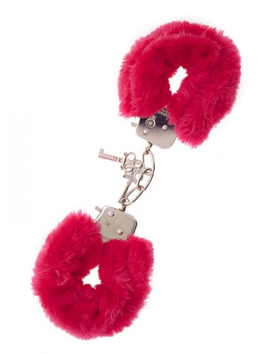 Металлические наручники с красной меховой опушкой METAL HANDCUFF WITH PLUSH RED - Dream Toys - купить с доставкой в Кургане