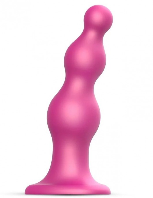 Розовая насадка Strap-On-Me Dildo Plug Beads size S - Strap-on-me - купить с доставкой в Кургане