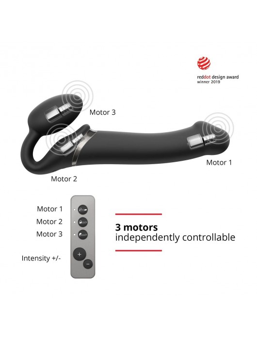 Черный безремневой вибрострапон Silicone Bendable Strap-On - size XL - Strap-on-me - купить с доставкой в Кургане