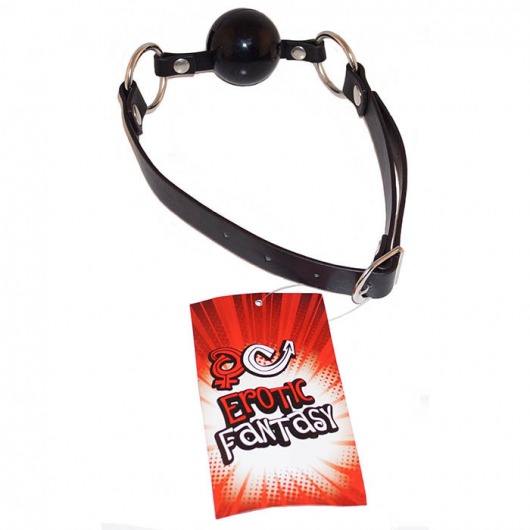 Силиконовый черный кляп-шарик на ремне Black Ballgag - Erotic Fantasy - купить с доставкой в Кургане