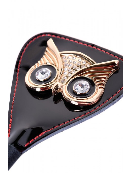 Чёрный стек с совой на кожаном наконечнике - 24 см. - ToyFa - купить с доставкой в Кургане