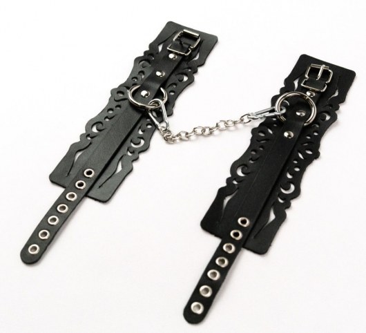 Узорчатые кожаные оковы с регулируемыми ремешками - Crazy Handmade - купить с доставкой в Кургане