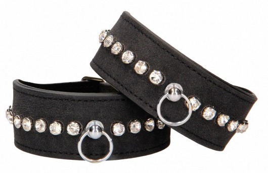 Черные поножи Diamond Studded Ankle Cuffs - Shots Media BV - купить с доставкой в Кургане