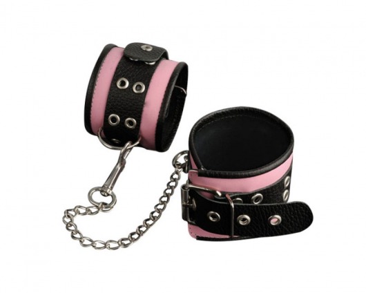 Кожаные розовые оковы с черным широким ремешком - Sitabella - купить с доставкой в Кургане