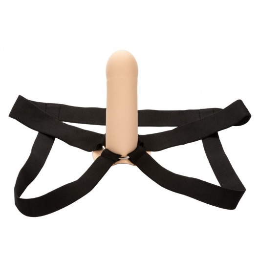 Телесный фаллопротез из силикона Extension with Harness - 15,75 см. - California Exotic Novelties - купить с доставкой в Кургане