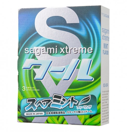 Презервативы Sagami Xtreme Mint с ароматом мяты - 3 шт. - Sagami - купить с доставкой в Кургане