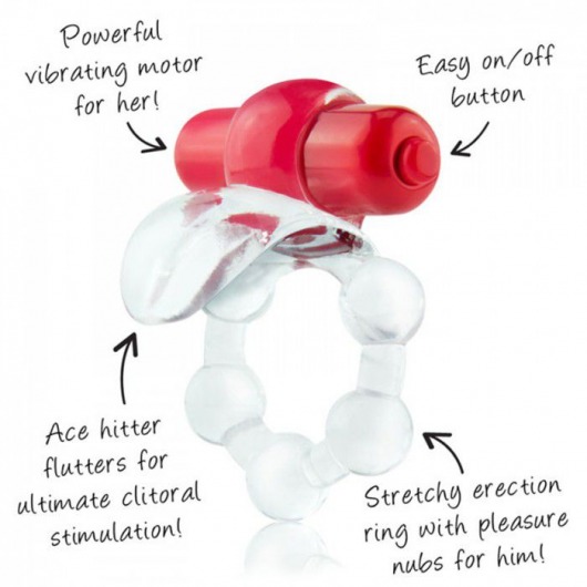 Виброкольцо с язычком и красным виброэлементом Overtime - Screaming O - в Кургане купить с доставкой
