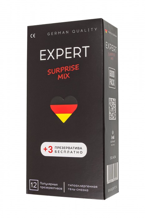 Презервативы EXPERT Surprise Mix - 12 шт.(+3 в подарок) - Expert - купить с доставкой в Кургане