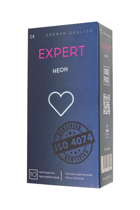 Светящиеся в темноте презервативы EXPERT Neon - 10 шт. - Expert - купить с доставкой в Кургане