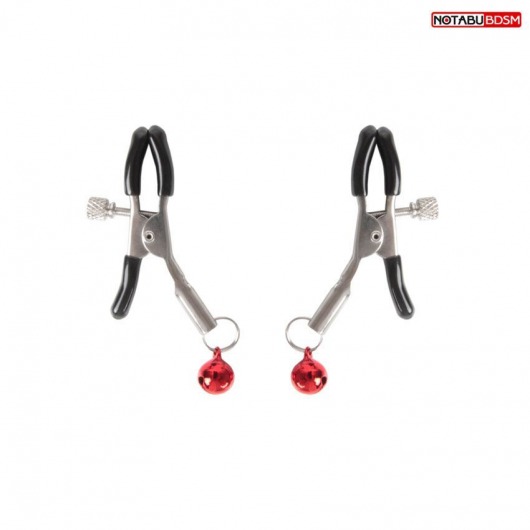 Серебристые зажимы на соски с шариками - Notabu - купить с доставкой в Кургане