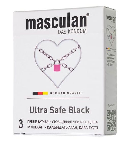 Ультрапрочные презервативы Masculan Ultra Safe Black - 3 шт. - Masculan - купить с доставкой в Кургане