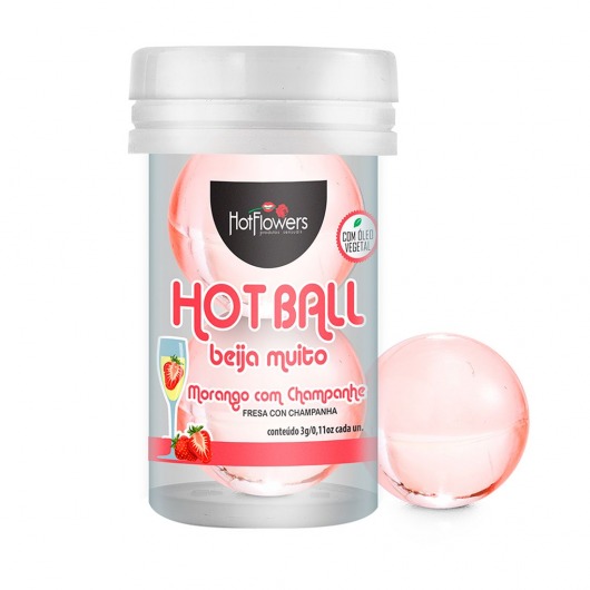 Лубрикант на масляной основе Hot Ball Beija Muito с ароматом клубники и шампанского (2 шарика по 3 гр.) - HotFlowers - купить с доставкой в Кургане