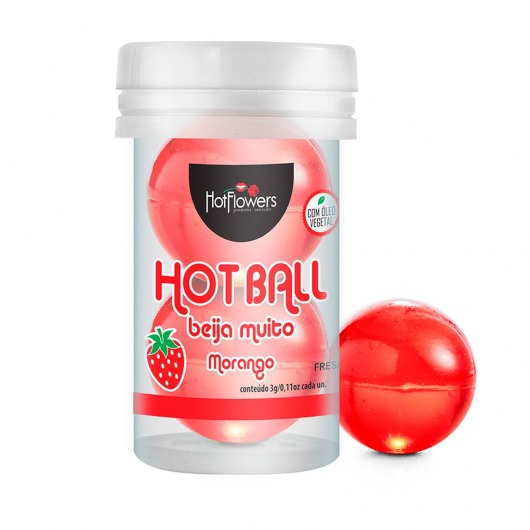 Лубрикант на масляной основе Hot Ball Beija Muito с ароматом клубники (2 шарика по 3 гр.) - HotFlowers - купить с доставкой в Кургане