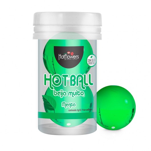 Лубрикант на масляной основе Hot Ball Beija Muito с ароматом мяты (2 шарика по 3 гр.) - HotFlowers - купить с доставкой в Кургане